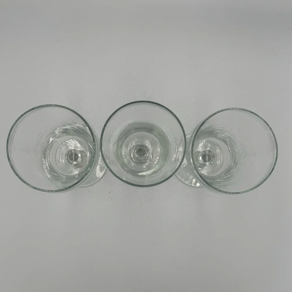 3 Clear “Coke” Pedestal Glasses Unique